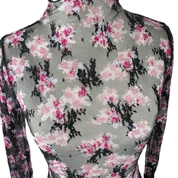 Free People Lady Lux Printed Layering Top in Black Combo XS NWOT NEW Floral - Picture 9 of 14